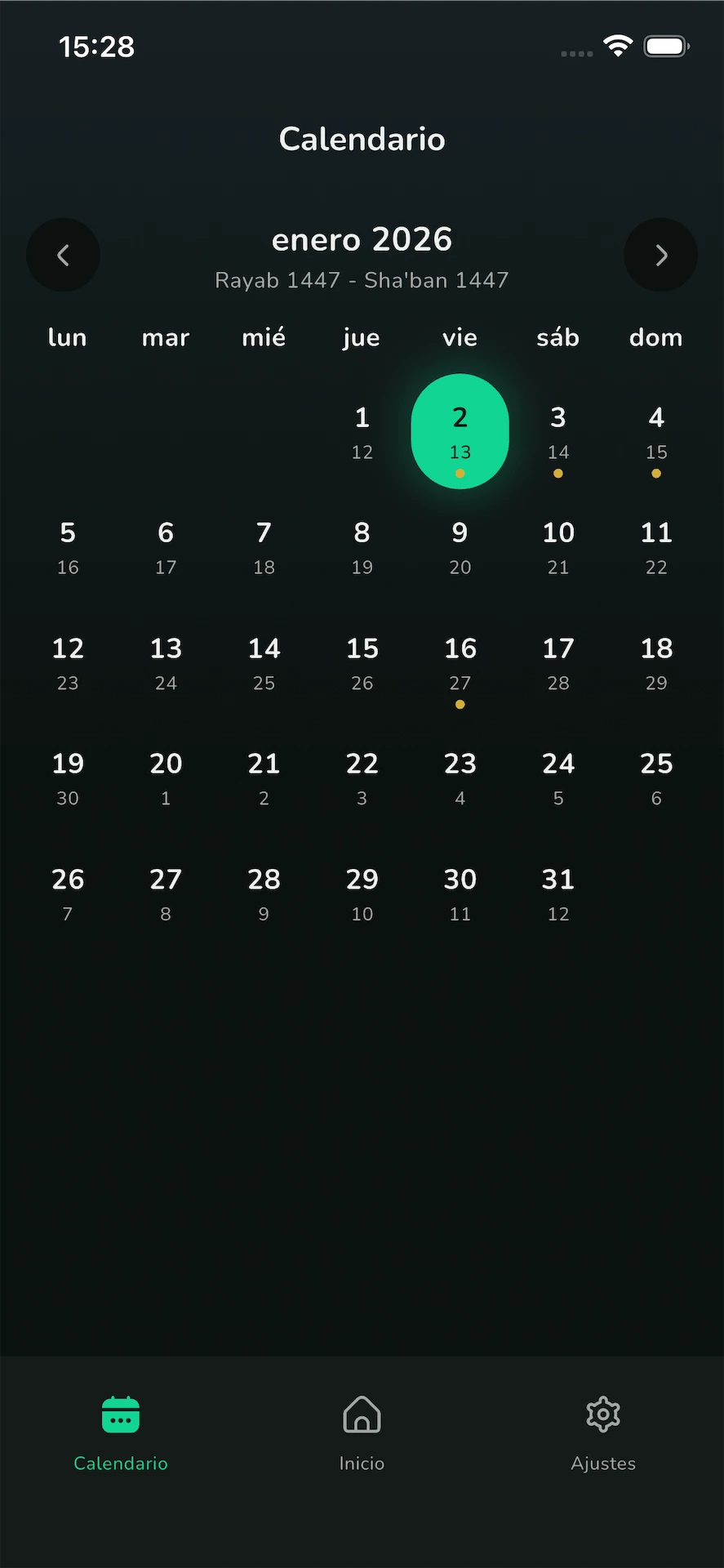 Horarios de Oración y Calendario