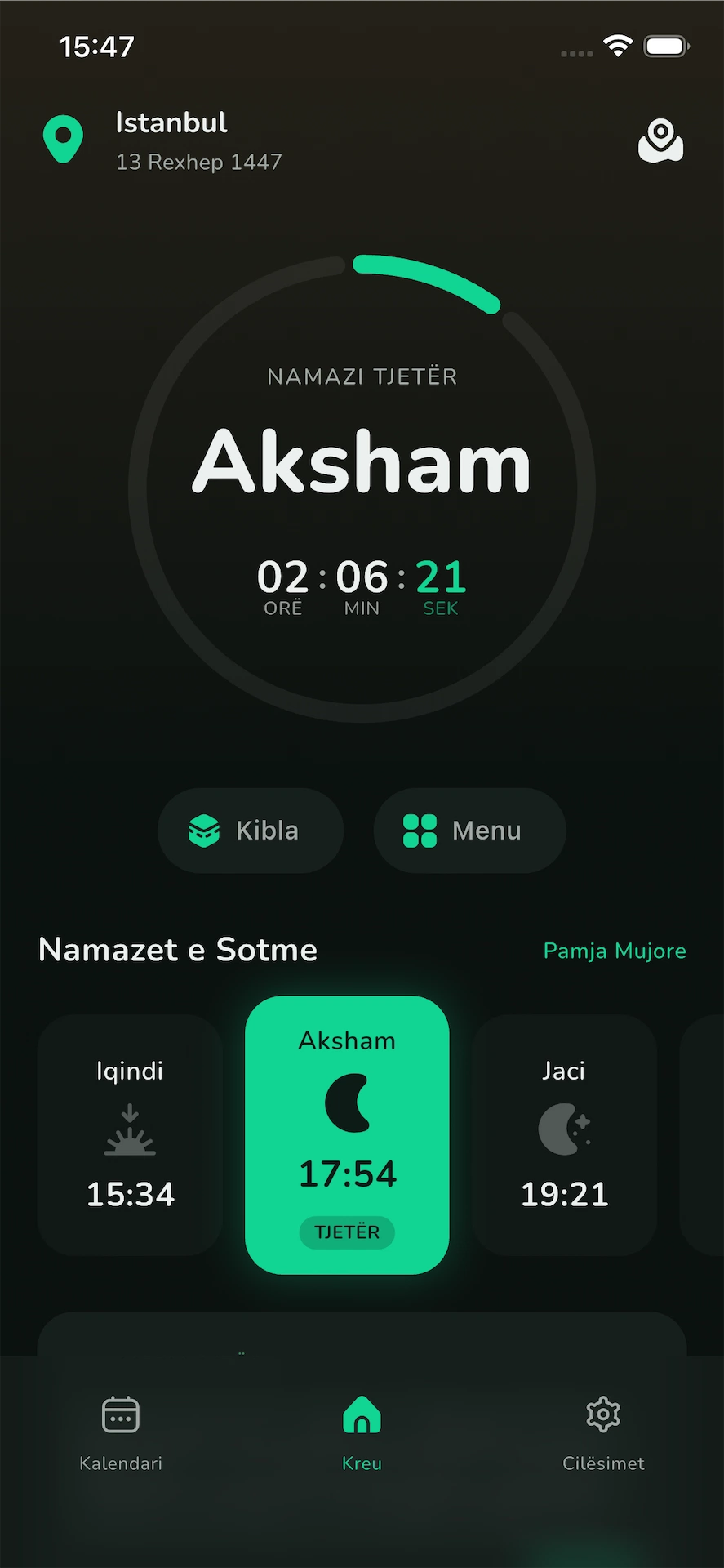 Aplikacioni WAQT i Kohës së Namazit