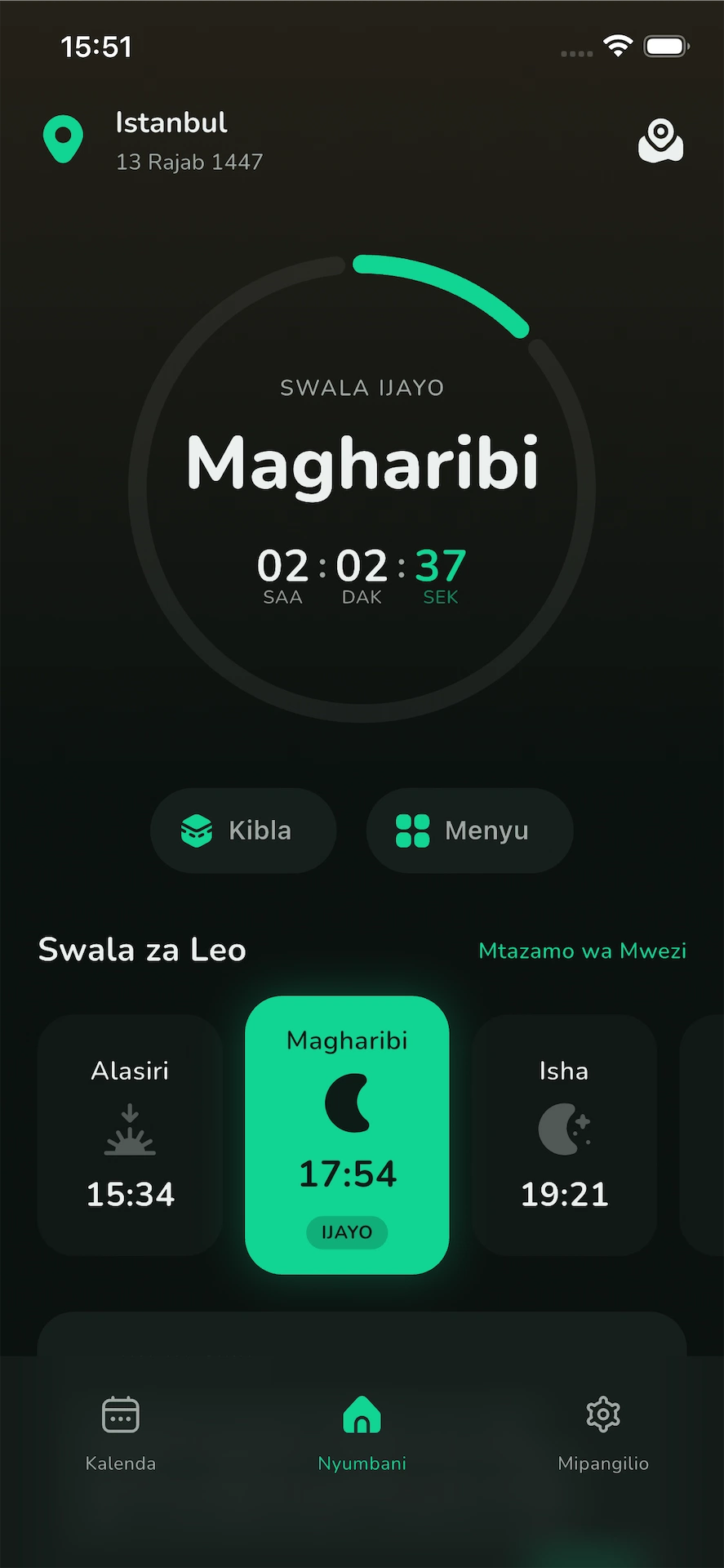 Programu ya WAQT ya Nyakati za Swala